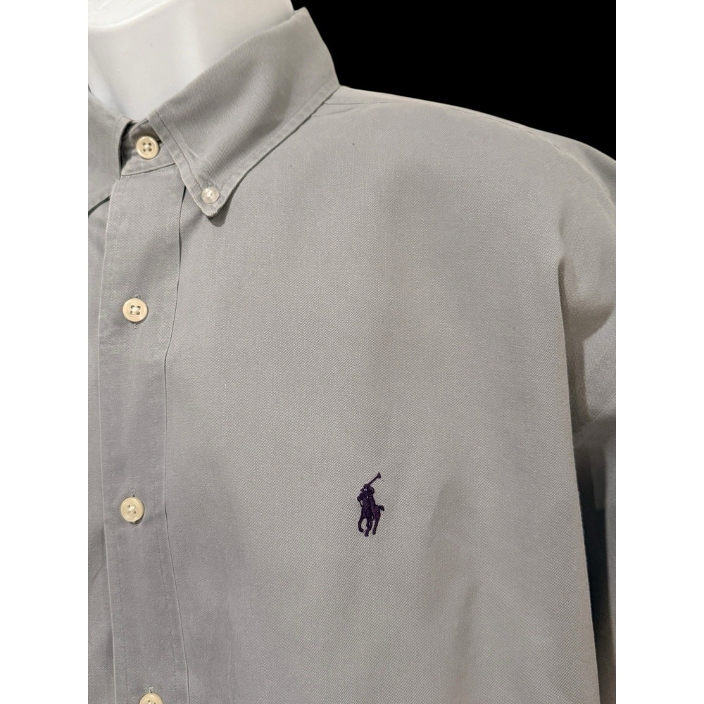 VTG Ralph Lauren Men Shirt‎ L Gray Blaire Purple Pony